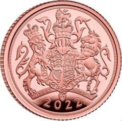 Золотая монета 1/4 соверена 2022г., 2г., Au 917