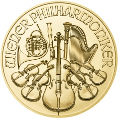 Золотая монета "Венская Филармония"(Филармоникер),Austrian Gold Philharmonic 1/2 oz